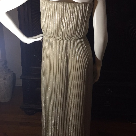The Limited Gold Maxi Dress sz L pleated - Picture 3 of 5